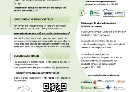 Questionario di rilevazione: “L’impatto della disabilità sul sistema familiare: tra presente e futuro”